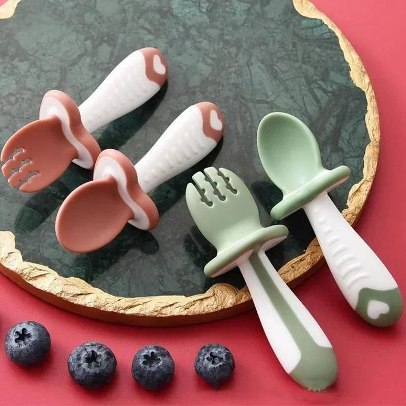 Baby Food Utensil - Baby Löffel Gabel Silikon kinder Geschirr
