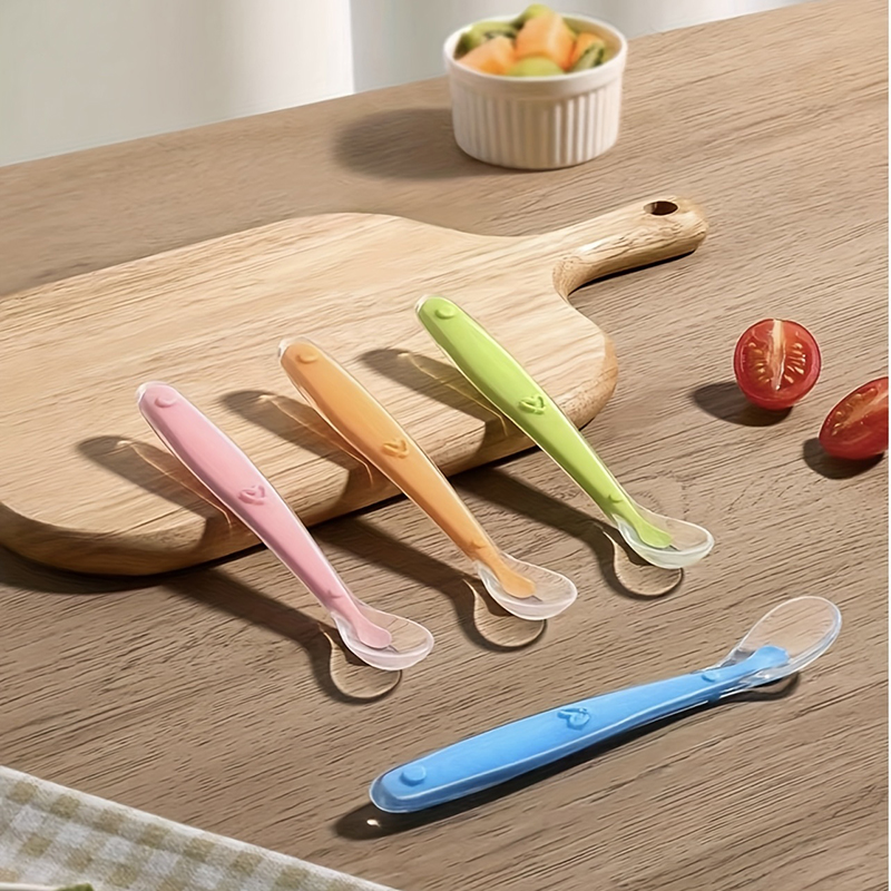 Baby Food Utensil - 1/2 Stück Baby-Silikonlöffel mit weicher Spitze,