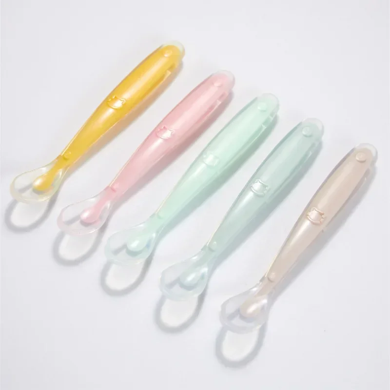 Baby Food Utensil - Weicher Silikon-Babylöffel für Kleinkinder, ergänzender Futter-Trainingslöffel