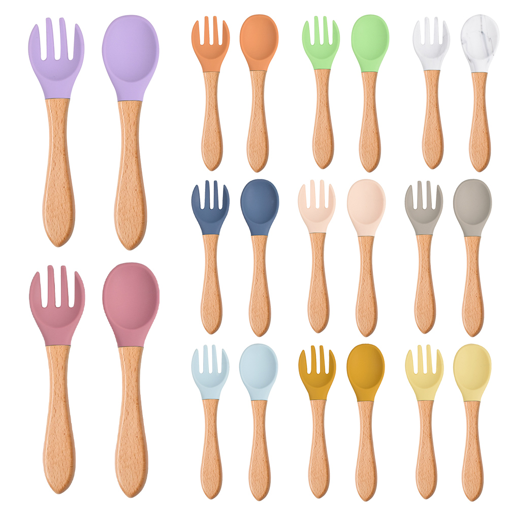 Baby Food Utensil - 2 Teile/satz Baby Silikon Löffel Gabel