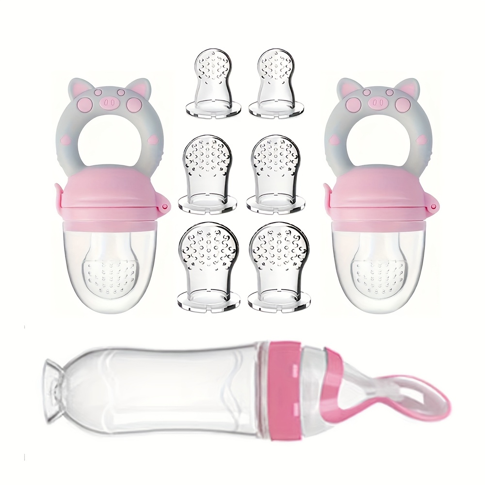 Baby Food Utensil - 9 Stück Babybesteck: 1 Silikon-Flasche mit