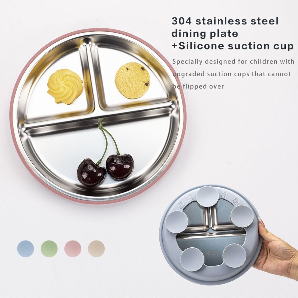 Plate Suction Toddler - Neue Rutschfeste Edelstahl-Teller mit Silikonhüllen und