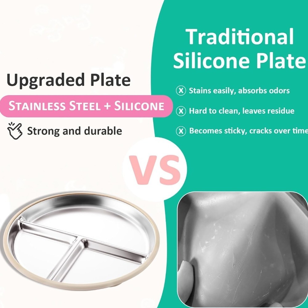 Neue Rutschfeste Edelstahl-Tel – Plate Suction Toddler Bewertung und Preis